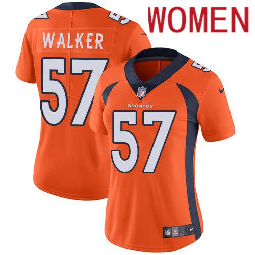 Women Denver Broncos 57 Demarcus Walker Orange Nike Vapor Limited NFL Jersey
